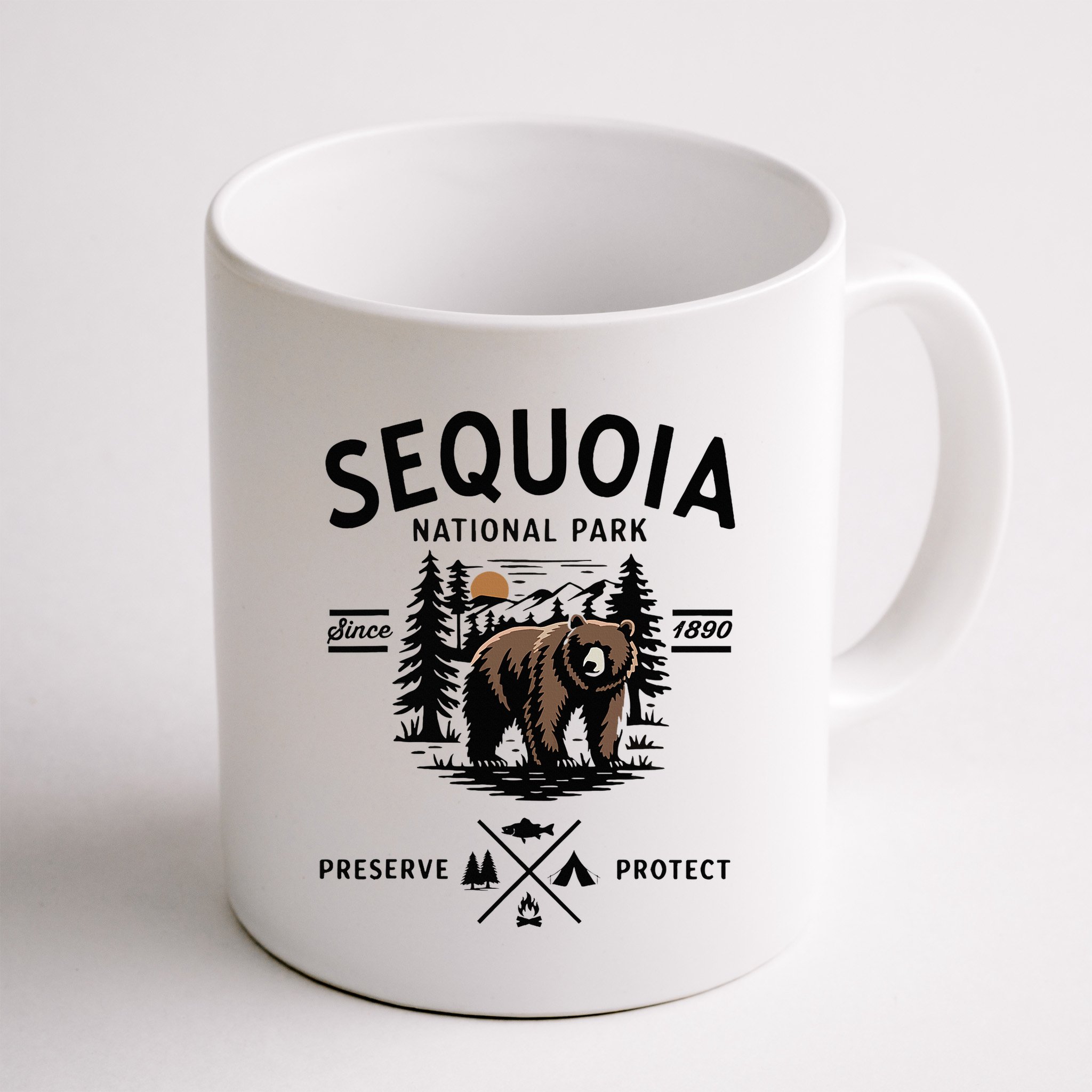 Sequoia National Park Grizzly Bear Camping California 1890 Mug