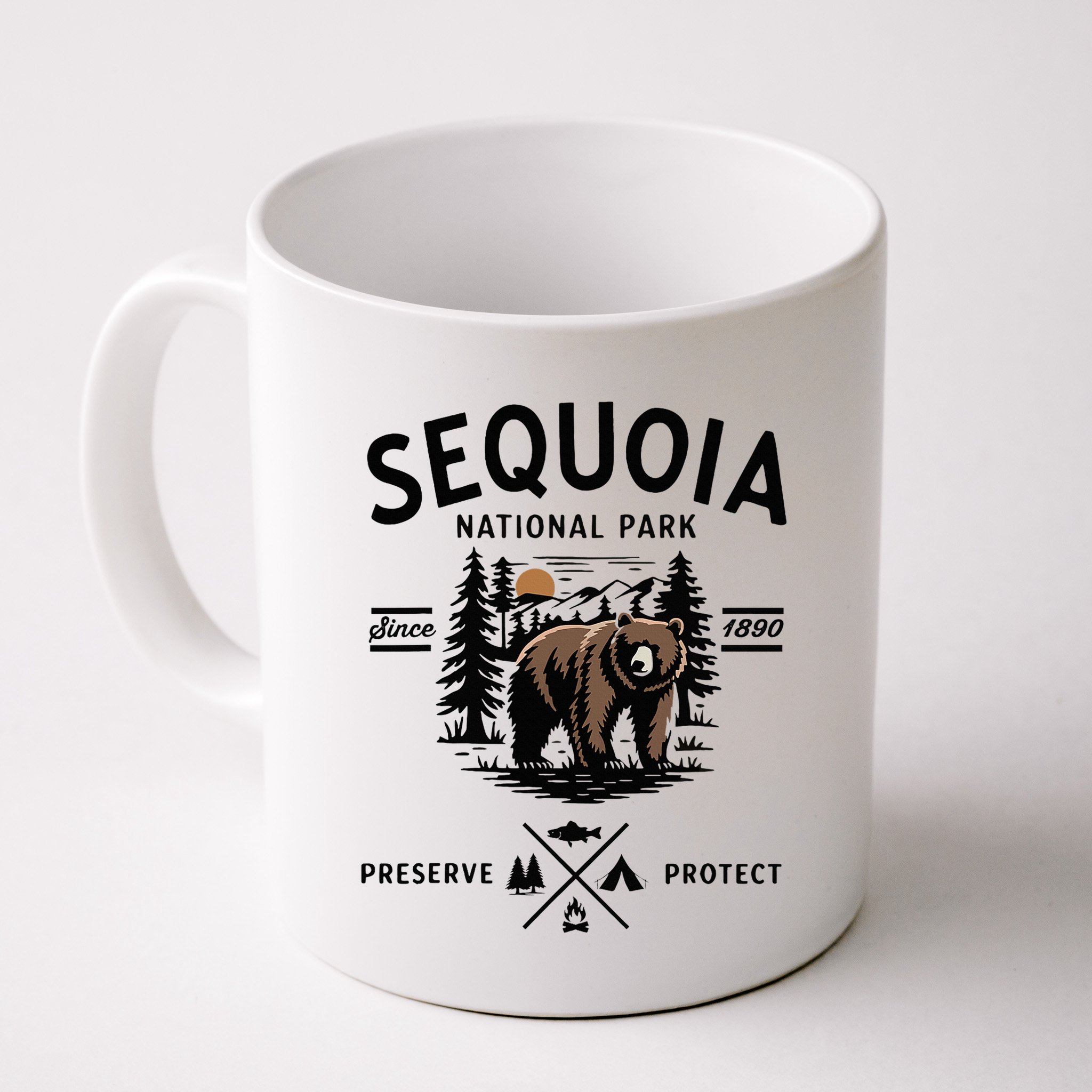 Sequoia National Park Grizzly Bear Camping California 1890 Mug