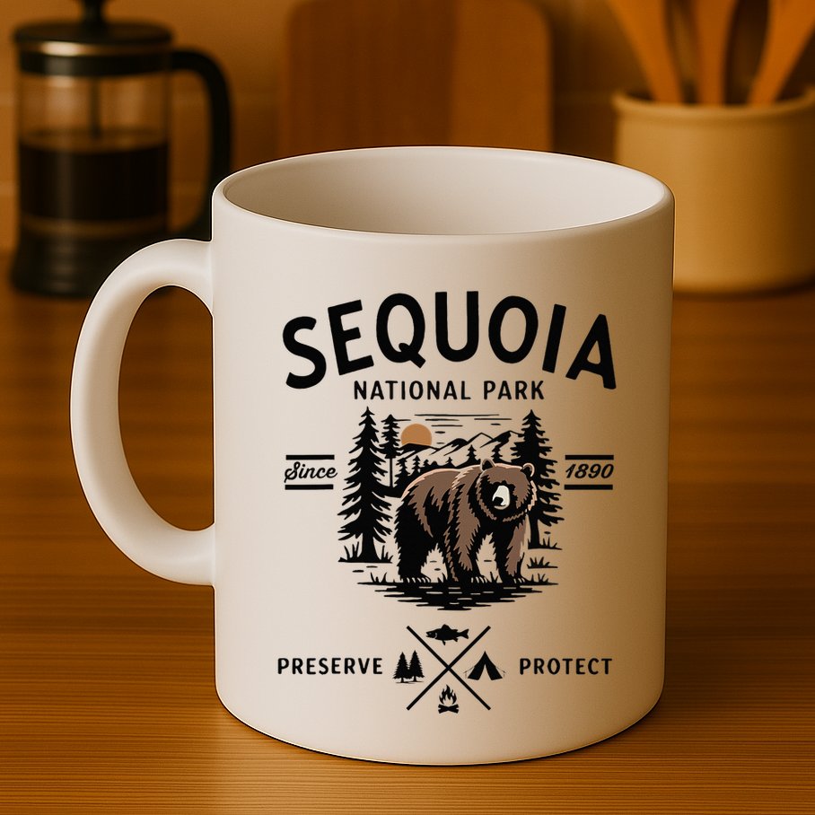 Sequoia National Park Grizzly Bear Camping California 1890 Mug