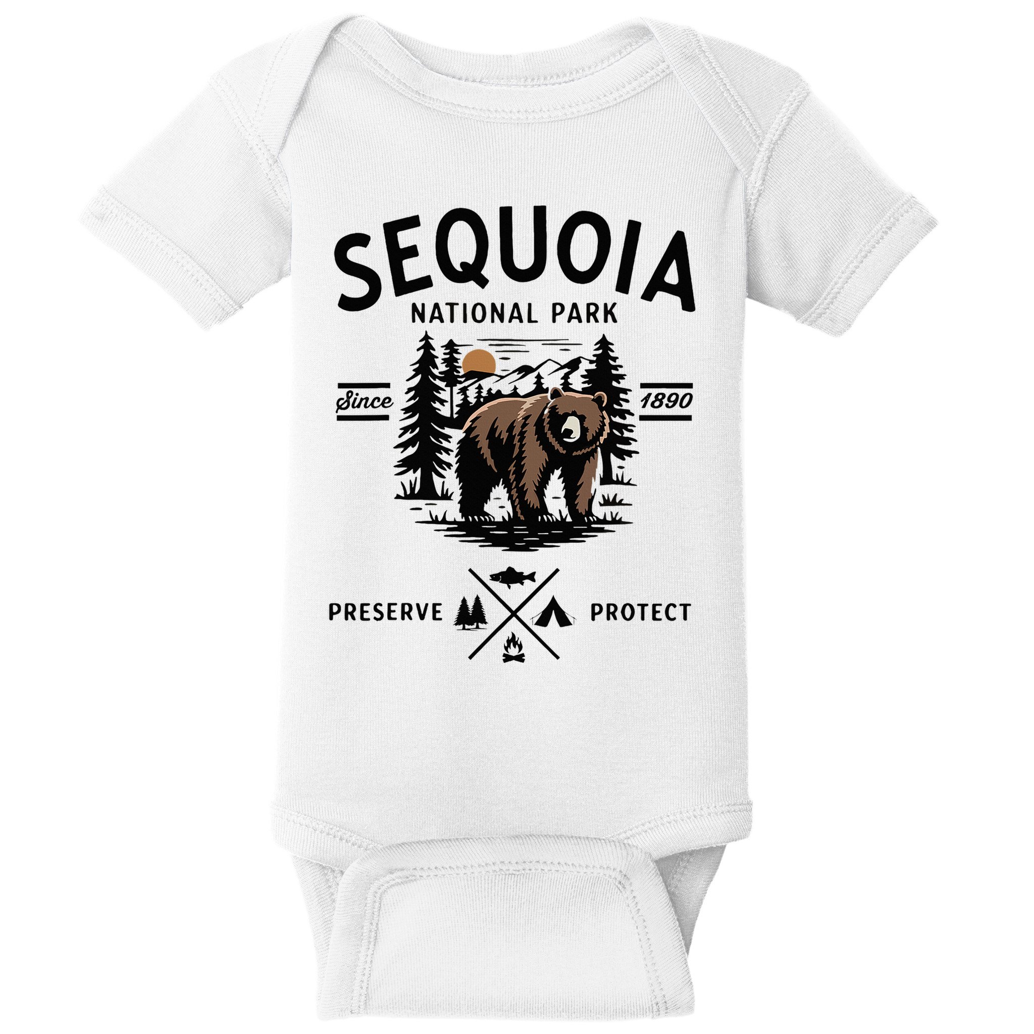 Sequoia National Park Grizzly Bear Camping California 1890 Baby Bodysuit