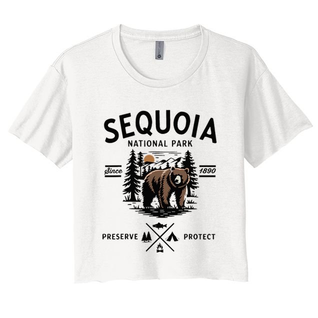 Sequoia National Park Grizzly Bear Camping California 1890 Crop Top