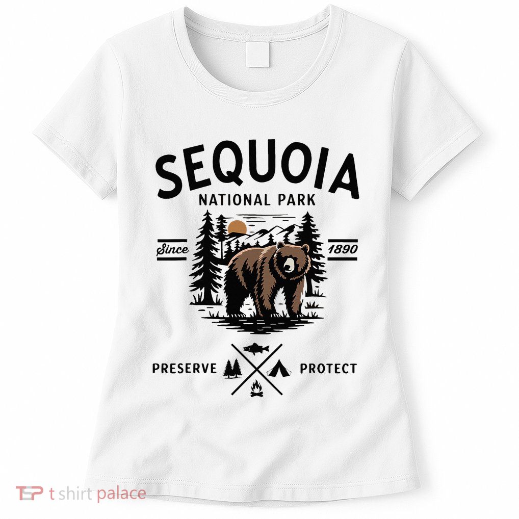 Sequoia National Park Grizzly Bear Camping California 1890 Womens T-Shirt