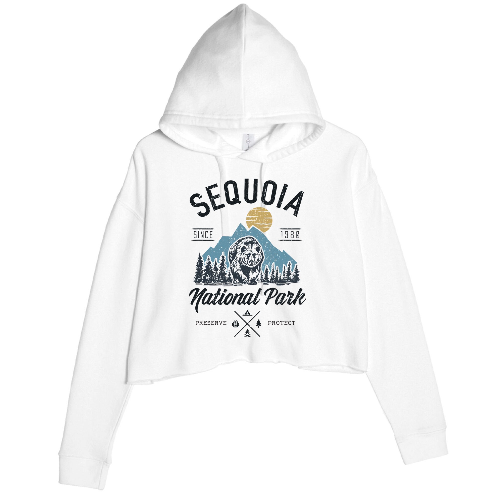 Sequoia National Park Novelty Hiking Camping Crop Fleece Hoodie