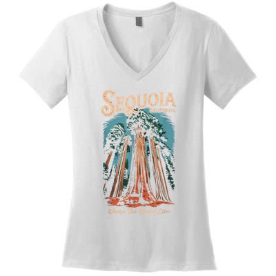 Sequoia National Park California Giant Tree Outdoors Women's V-Neck T-Shirt