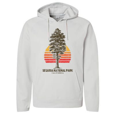 Sequoia National Park Retro Tree Minimalist Graphic Performance Fleece Hoodie