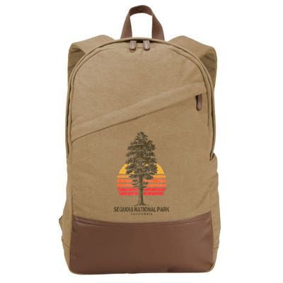 Sequoia National Park Retro Tree Minimalist Graphic Cotton Canvas Backpack