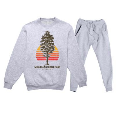 Sequoia National Park Retro Tree Minimalist Graphic Premium Crewneck Sweatsuit Set