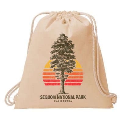Sequoia National Park Retro Tree Minimalist Graphic Drawstring Bag