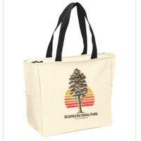 Sequoia National Park Retro Tree Minimalist Graphic Zip Tote Bag