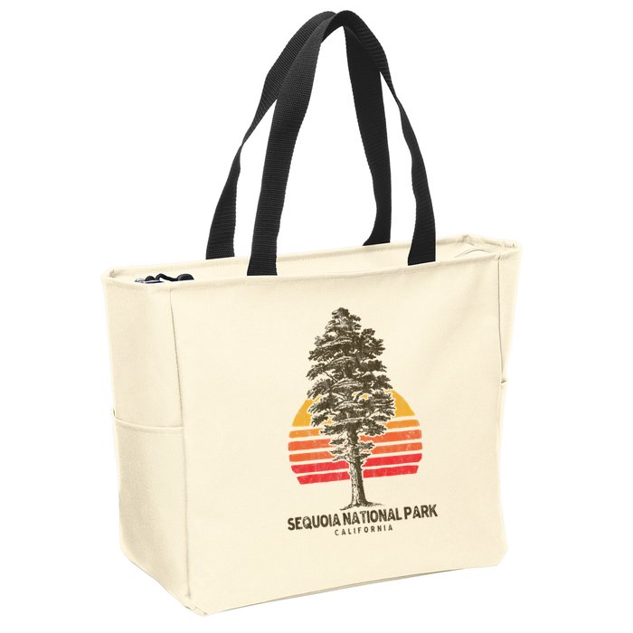 Sequoia National Park Retro Tree Minimalist Graphic Zip Tote Bag