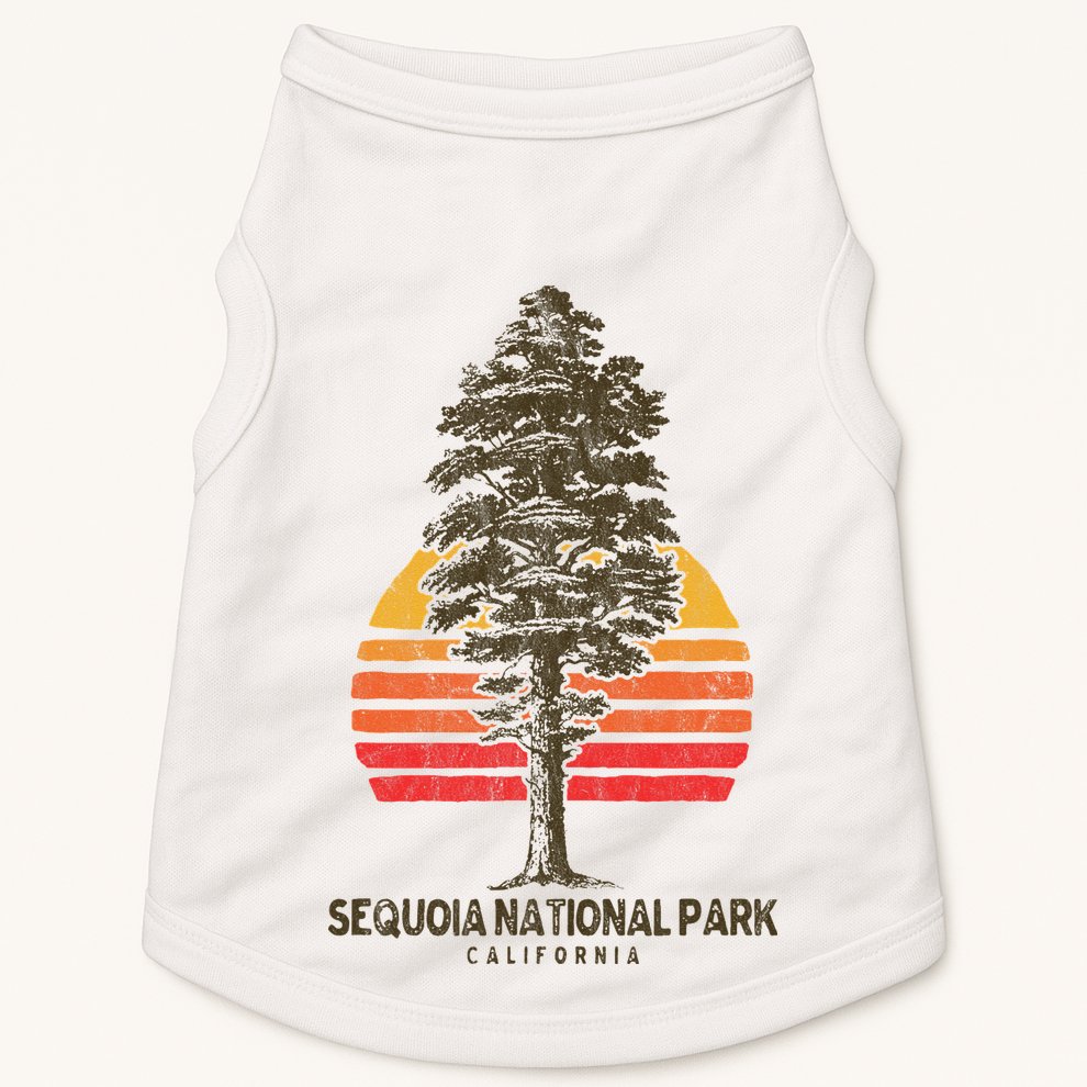 Sequoia National Park Retro Tree Minimalist Graphic Doggie Tank