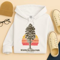 Sequoia National Park Retro Tree Minimalist Graphic Hoodie