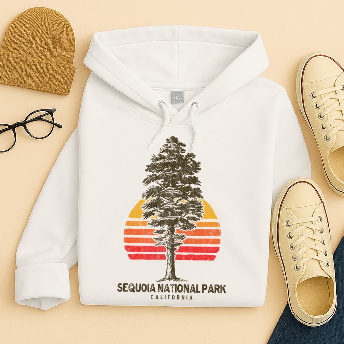 Sequoia National Park Retro Tree Minimalist Graphic Hoodie