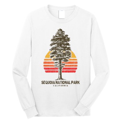 Sequoia National Park Retro Tree Minimalist Graphic Long Sleeve Shirt