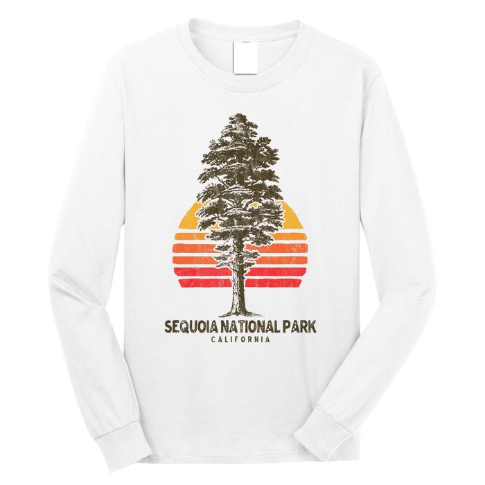 Sequoia National Park Retro Tree Minimalist Graphic Long Sleeve Shirt