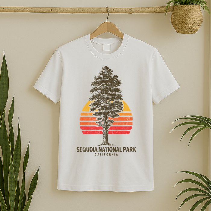 Sequoia National Park Retro Tree Minimalist Graphic T-Shirt