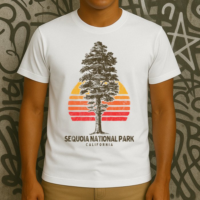 Sequoia National Park Retro Tree Minimalist Graphic T-Shirt