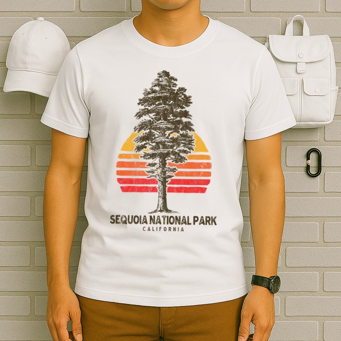 Sequoia National Park Retro Tree Minimalist Graphic T-Shirt
