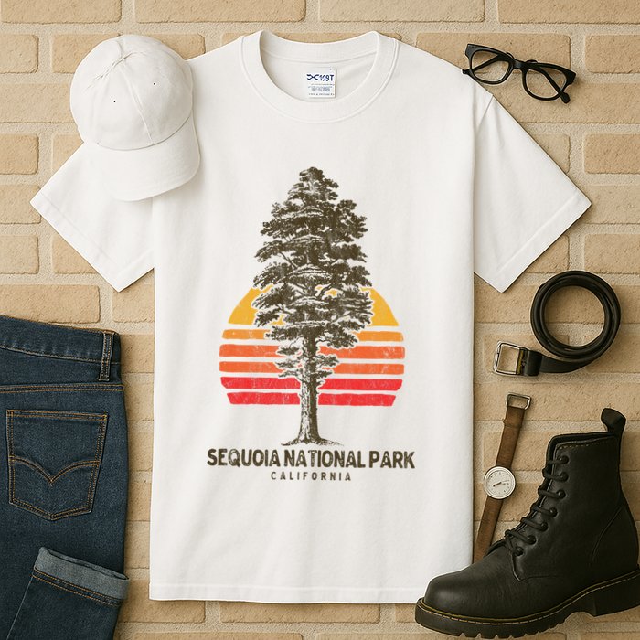 Sequoia National Park Retro Tree Minimalist Graphic Tall T-Shirt