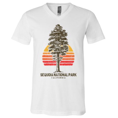 Sequoia National Park Retro Tree Minimalist Graphic V-Neck T-Shirt