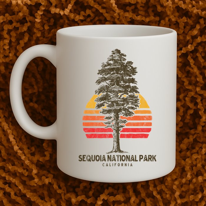 Sequoia National Park Retro Tree Minimalist Graphic Mug