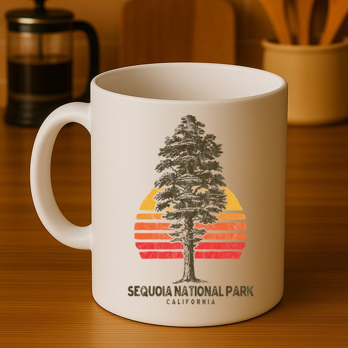 Sequoia National Park Retro Tree Minimalist Graphic Mug