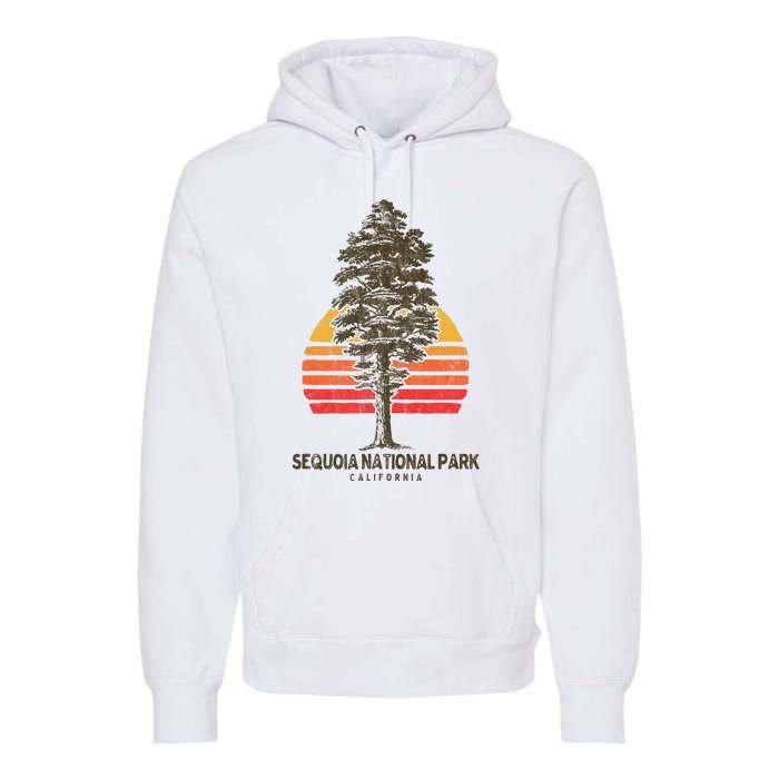 Sequoia National Park Retro Tree Minimalist Graphic Premium Hoodie