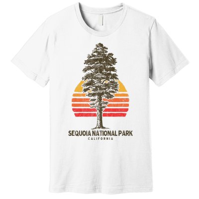 Sequoia National Park Retro Tree Minimalist Graphic Premium T-Shirt