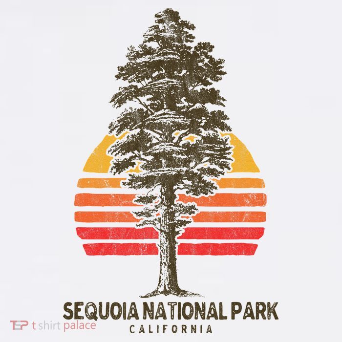 Sequoia National Park Retro Tree Minimalist Graphic Premium T-Shirt