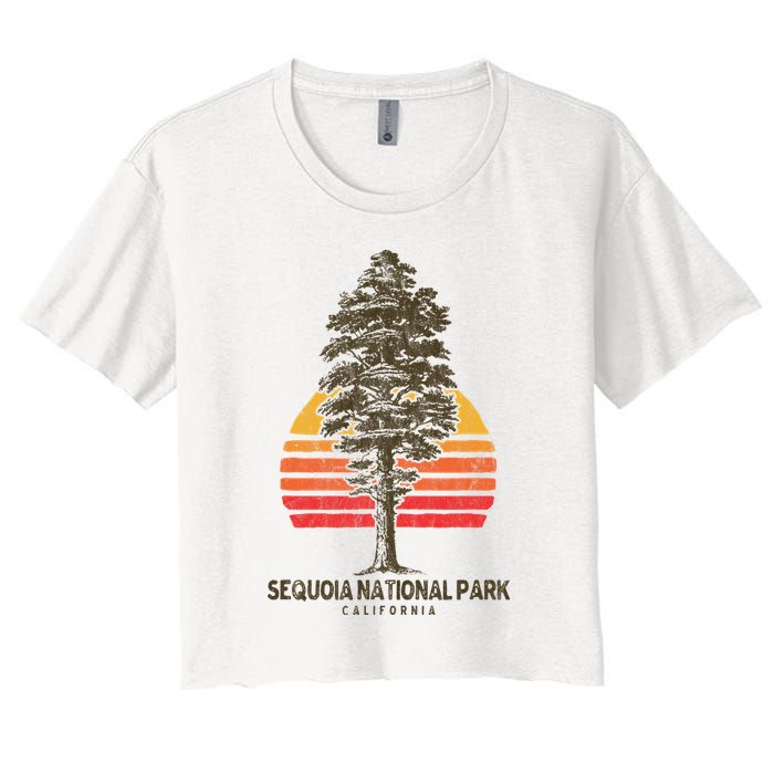 Sequoia National Park Retro Tree Minimalist Graphic Crop Top