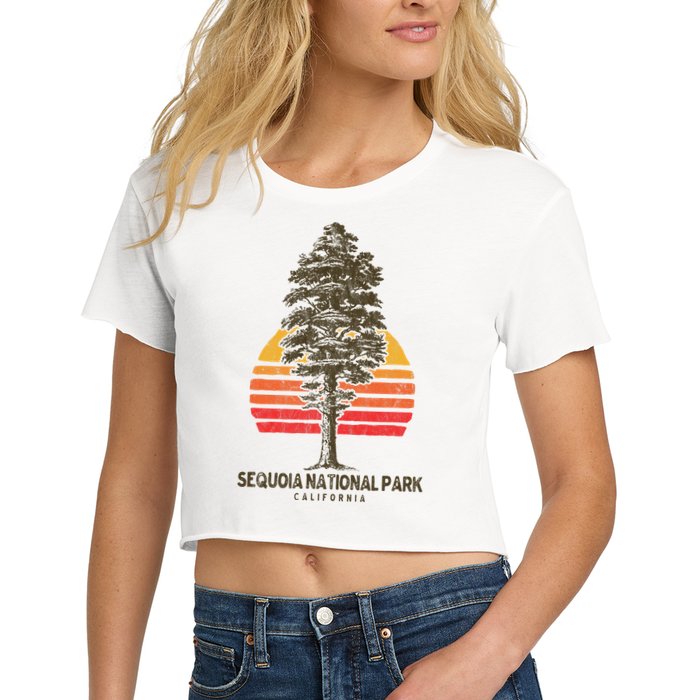 Sequoia National Park Retro Tree Minimalist Graphic Crop Top
