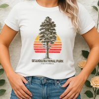 Sequoia National Park Retro Tree Minimalist Graphic Womens T-Shirt