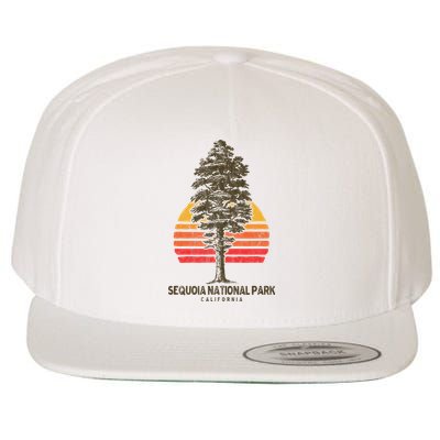 Sequoia National Park Retro Tree Minimalist Graphic Wool Snapback Cap