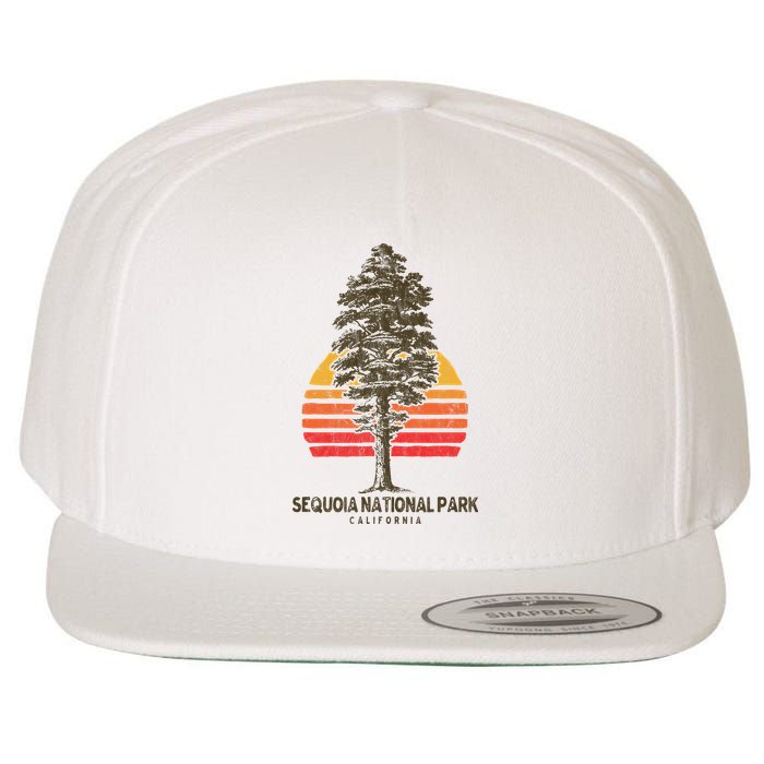 Sequoia National Park Retro Tree Minimalist Graphic Wool Snapback Cap