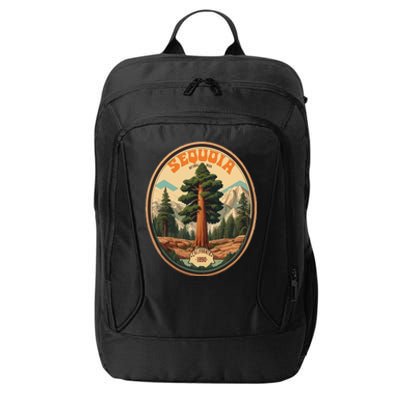 Sequoia National Park Tree Illustration Hiking Retro Badge City Backpack