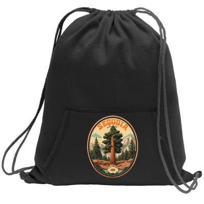 Sequoia National Park Tree Illustration Hiking Retro Badge Sweatshirt Cinch Pack Bag