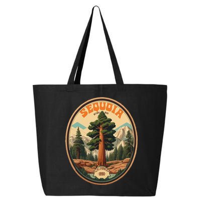 Sequoia National Park Tree Illustration Hiking Retro Badge 25L Jumbo Tote