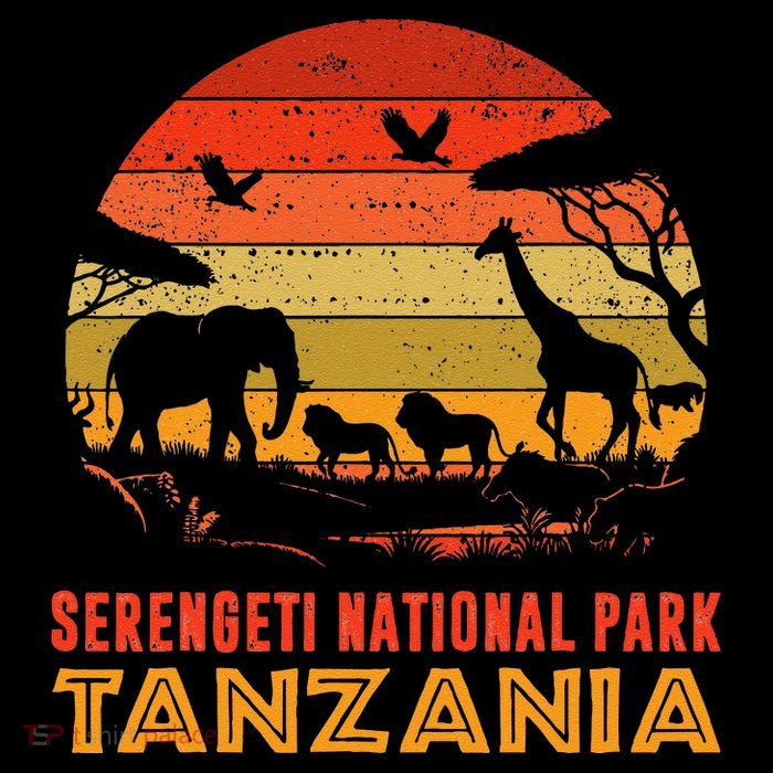 Serengeti National Park Tanzania Safari Animals Retro Tall T-Shirt