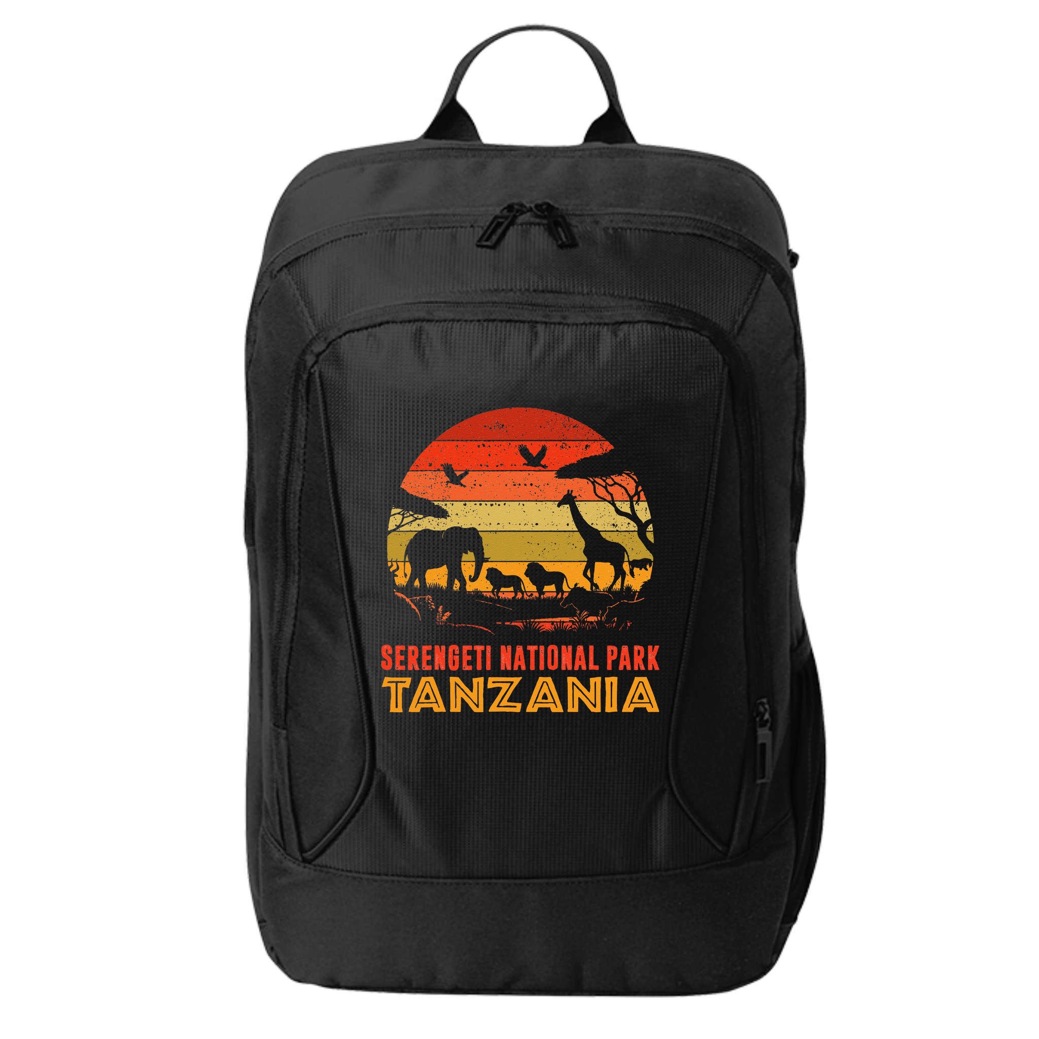 Serengeti National Park Tanzania Safari Animals Retro City Backpack