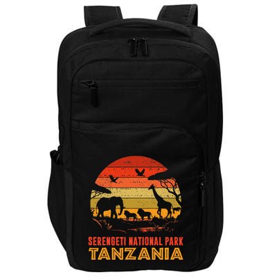 Serengeti National Park Tanzania Safari Animals Retro Impact Tech Backpack