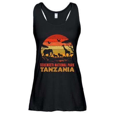 Serengeti National Park Tanzania Safari Animals Retro Ladies Essential Flowy Tank