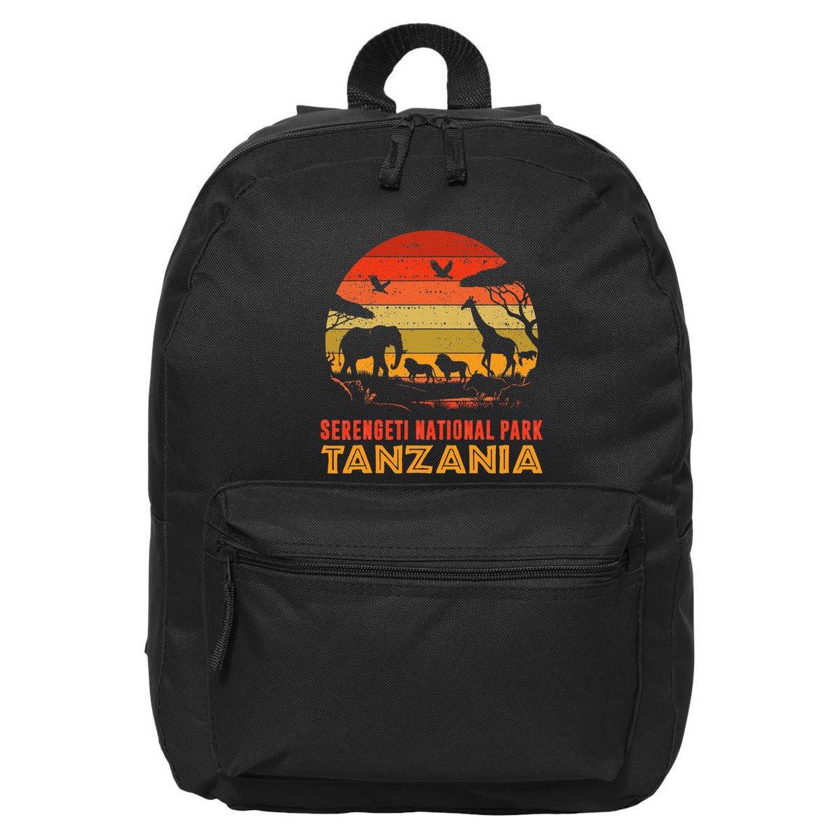 Serengeti National Park Tanzania Safari Animals Retro 16 in Basic Backpack