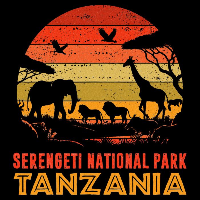 Serengeti National Park Tanzania Safari Animals Retro 16 in Basic Backpack