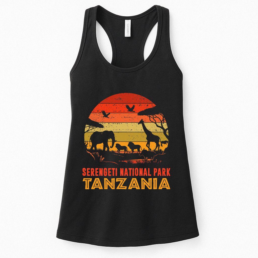 Serengeti National Park Tanzania Safari Animals Retro Womens Tank Top