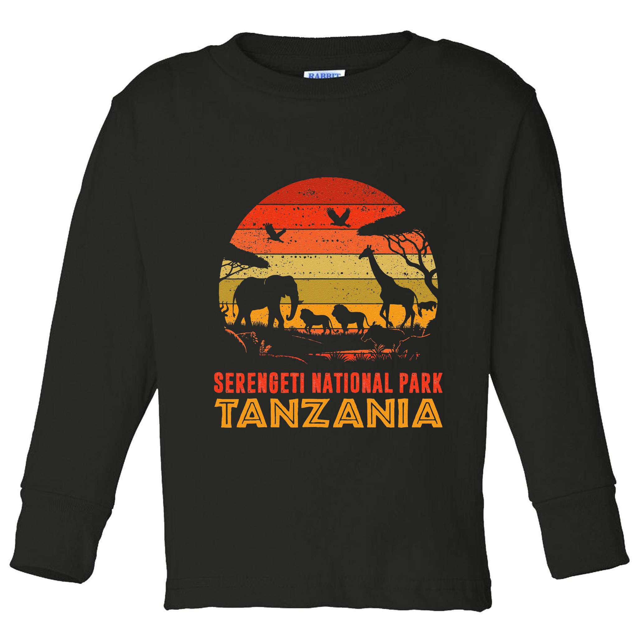 Serengeti National Park Tanzania Safari Animals Retro Toddler Long Sleeve Shirt