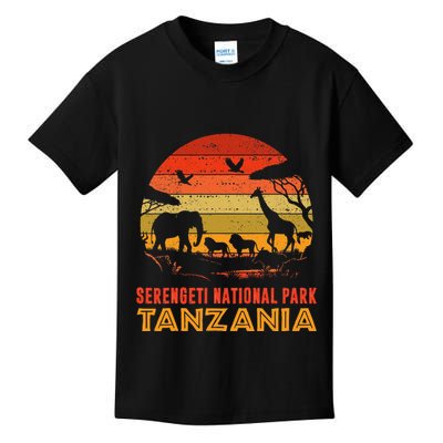 Serengeti National Park Tanzania Safari Animals Retro Kids T-Shirt