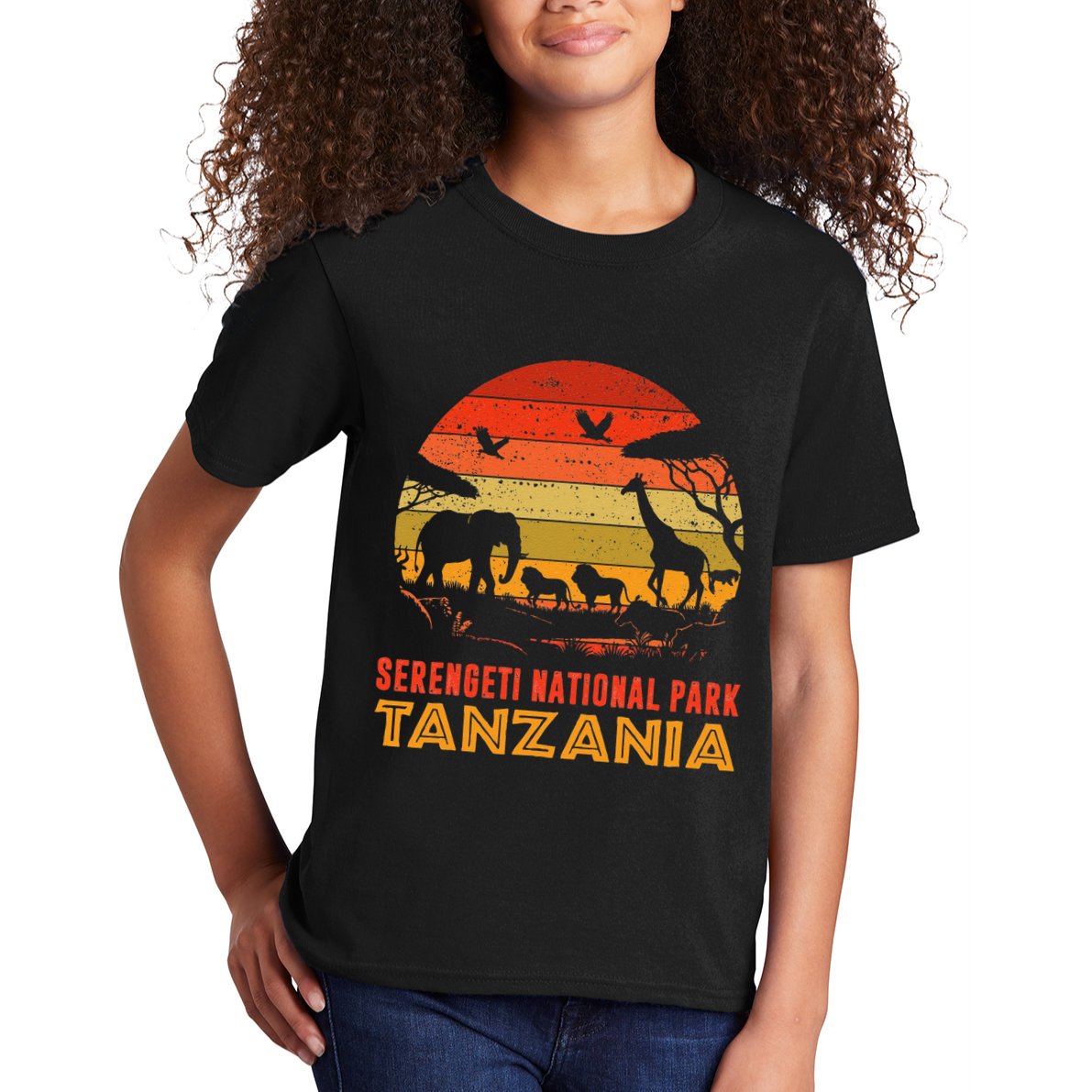 Serengeti National Park Tanzania Safari Animals Retro Kids T-Shirt