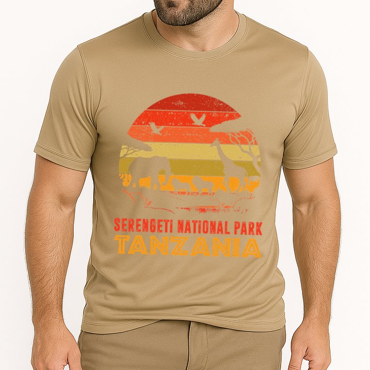 Serengeti National Park Tanzania Safari Animals Retro Cooling Performance Crew T-Shirt