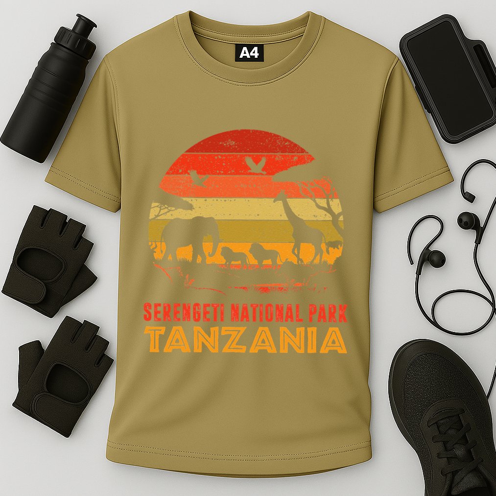 Serengeti National Park Tanzania Safari Animals Retro Cooling Performance Crew T-Shirt