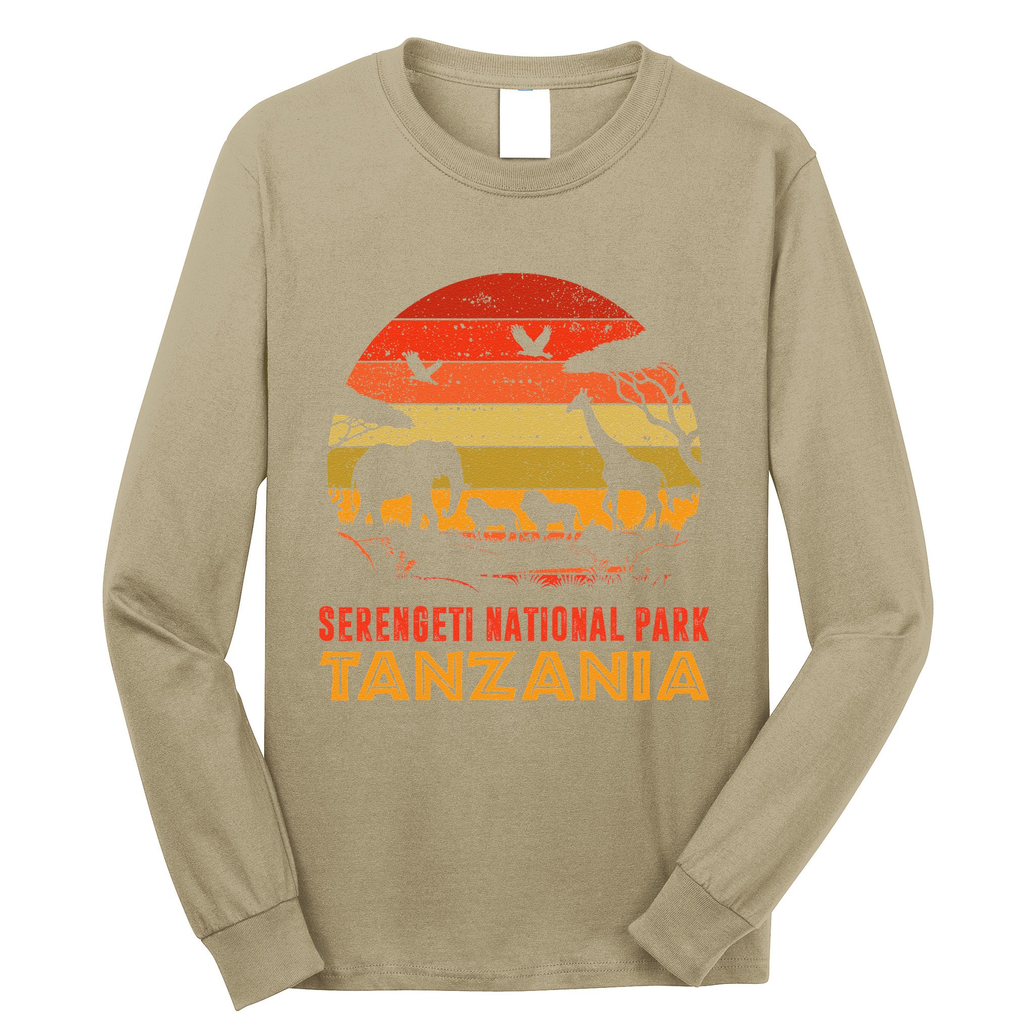 Serengeti National Park Tanzania Safari Animals Retro Long Sleeve Shirt